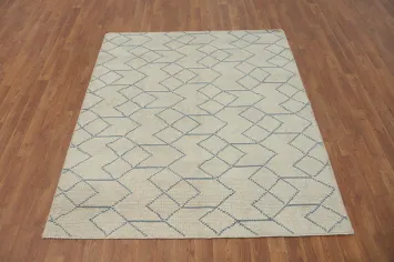 Modern Trellis Wool Living Room Rug 5x6