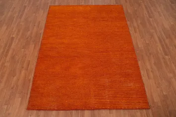 Orange Modern Abstract Oriental Area Rug 6x8