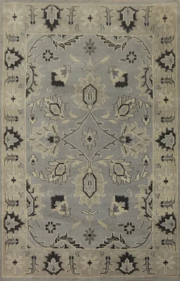 Gray Floral Oushak Room Size Area Rug 6x8
