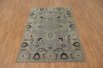 Gray Floral Oushak Room Size Area Rug 6x8