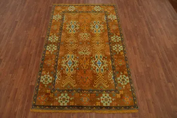 Orange Oushak Living Room Area Rug 5x8