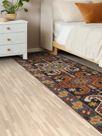 Hallway Carpet Blue Border Complex Figural Design Oriental Rug 3x10