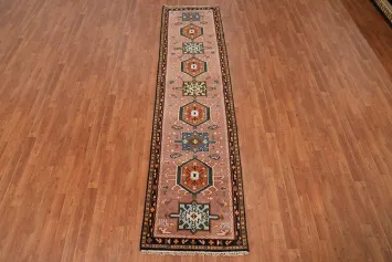 Pink Wool Timeless Viss Oriental Runner Rug 3x10