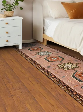 Pink Wool Timeless Viss Oriental Runner Rug 3x10