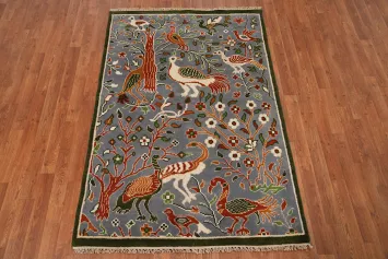 Vibrant Garden Birds Handcrafted Ziegler Artistic Rug 4x6