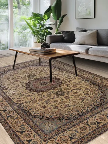 Antique Wool Nain Toodeshk Persian Area Rug 7x10