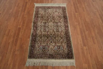 Handmade Silk Floral Qum Persian Rug 3x5