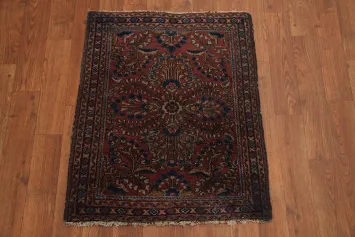 Antique Wool Square Sarouk Persian Rug 2x2