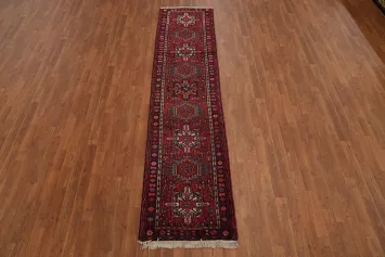 Vintage Geometric Gharajeh Persian Runner Rug 2x10