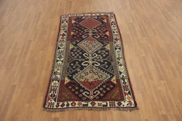 Antique Vegetable Dye Qashqai Persian Rug 4x7