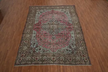 Antique Vegetable Dye Mashad Persian Area Rug 9x13