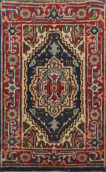 Blue Medallion Heriz Serapi Accent Rug 2x3