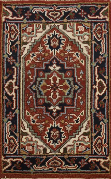 Handmade Wool Heriz Serapi Accent Rug 2x3