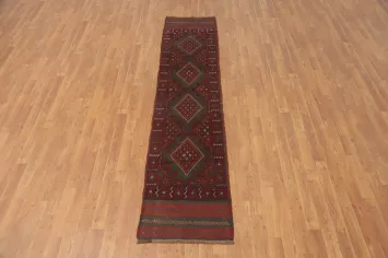 Red & Green Balouch Afghan Runner Rug 2x9