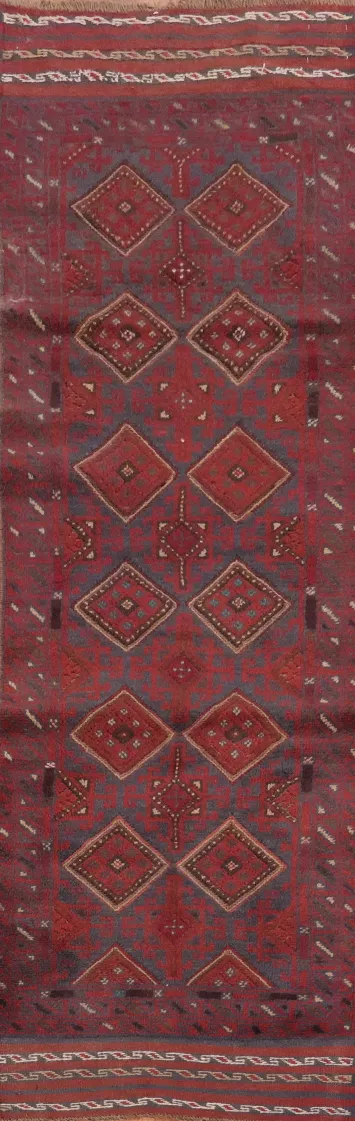 Geometric Balouch Afghan Runner Rug 2x9