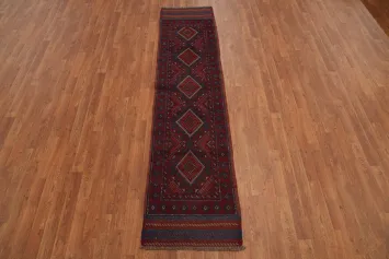 Tribal Red & Blue Balouch Afghan Runner Rug 2x8