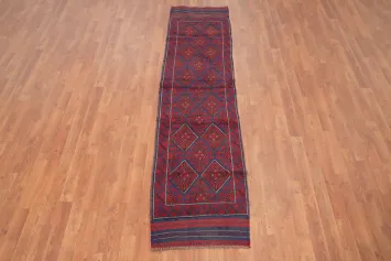 Classic Balouch Runner Rug 2x8 in Rich Red and Blue Hues