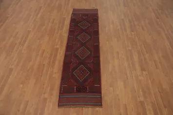 Red & Blue Handmade Balouch Afghan Runner Rug 2x8