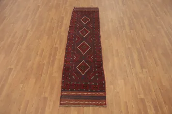 Handmade Wool Balouch Afghan Runner Rug 2x8