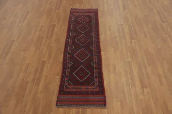 Geometric Wool Balouch Afghan Runner Rug 2x8