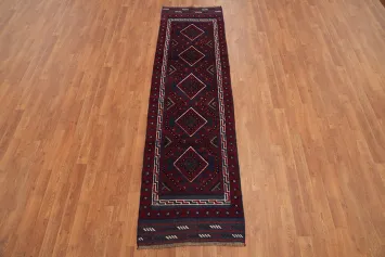 Red & Blue Geometric Balouch Afghan Runner Rug 2x8
