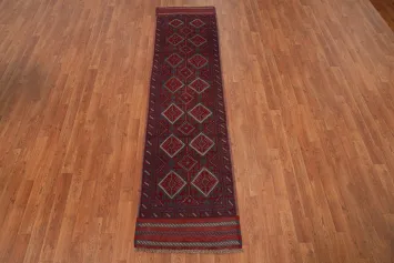 Geometric Wool Balouch Afghan Runner Rug 2x8