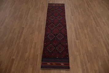Bohemian Style Balouch Runner Rug 2x8 with Ethnic Diamond Patterns