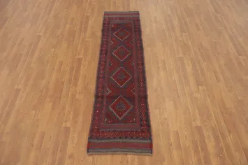 Red & Blue Tribal Balouch Afghan Runner Rug 2x8