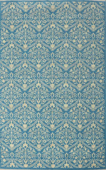 All-Over Blue Floral Gabbeh Oriental Area Rug 6x9