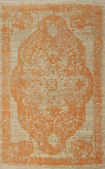 Orange Wool Heriz Distressed Look Area Rug 6x9