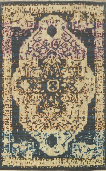 Geometric Heriz Distressed Look Area Rug 6x9