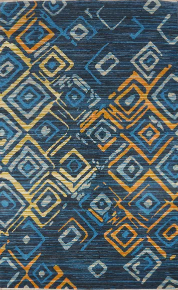 Blue Geometric Gabbeh Modern Area Rug 6x9