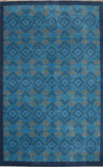 Geometric Blue Gabbeh Living Room Area Rug 6x9