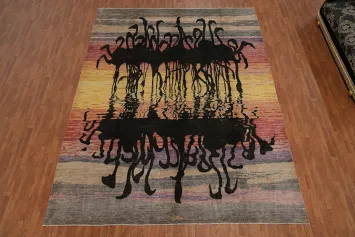 Vegetable Dye Art Deco Oriental Large Rug 10x14