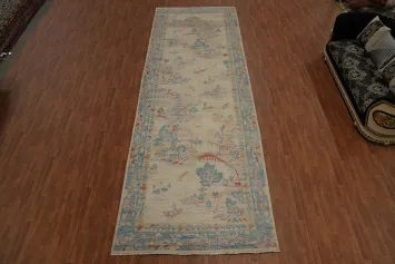 Pictorial Art Deco Vegetable Dye Large Rug 7x19