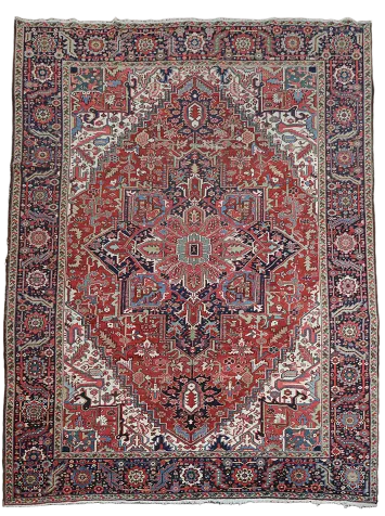 Antique Vegetable Dye Heriz Persian Area Rug 9x12