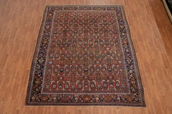 Pre-1900 Vegetable Dye Heriz Bakhshayesh Persian Area Rug 9x11