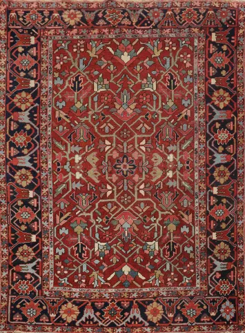 Pre-1900 Antique Vegetable Dye Heriz Serapi Persian Rug 5x6