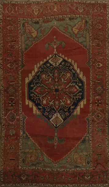 Pre-1900 Vegetable Dye Heriz Serapi Persian Large Rug 10x16