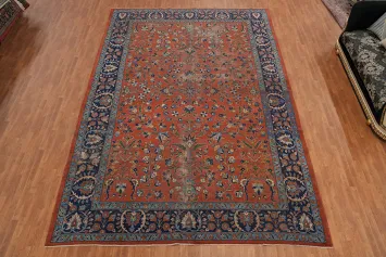 Pre-1900 Antique Sarouk Vegetable Dye Persian Rug 11x16