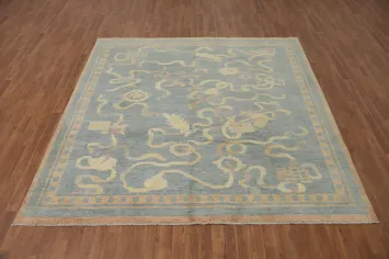 Vegetable Dye Ziegler Blue Square Area Rug 8x8