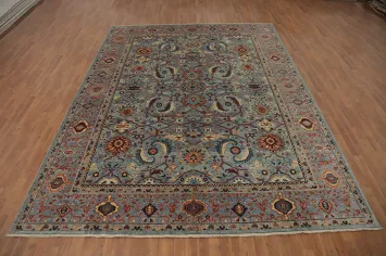 Floral Blue Ziegler Vegetable Dye Area Rug 9x12