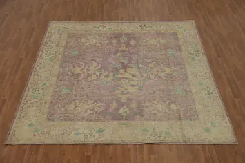Vegetable Dye Purple Art Deco Square Area Rug 10x10