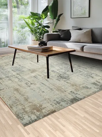 Elegant Neutral Tones Distressed Abstract Rug for Modern Spaces 8x10