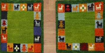 Set of Two Gabbeh Square Accent Rugs 1x1