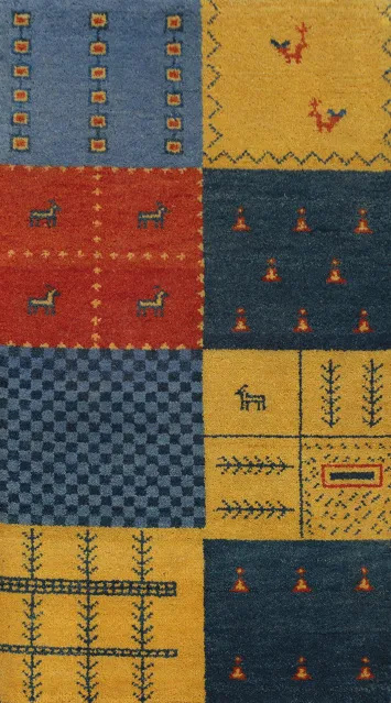 Artistic Gabbeh Rug 2x4 in Vibrant Colors for Living Spaces