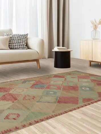 Pastel Geometric Kilim Rug 5x8 for Modern Rustic Interiors