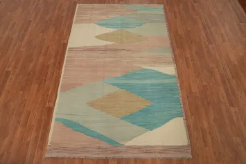 Soft Pastel Colors Wool Kilim Handwoven Area Rug 5x8