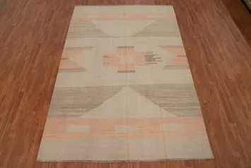 Soft Earth Tones Kilim Nomadic Wool Area Rug 7x10