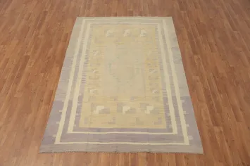 Neutral Pastel Colors Kilim Nomadic Area Rug 5x7